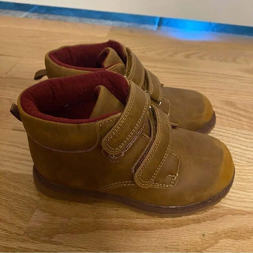 Carter’s Work Boot Double Strap Sz 10 Kids Tan Ankle Brown